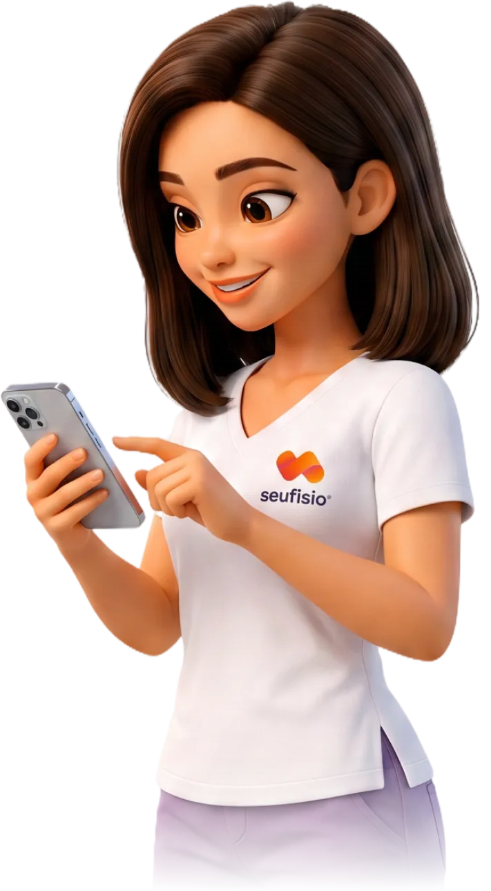 Gabi, assistente virtual da seufisio, respondendo mensagens pelo celular